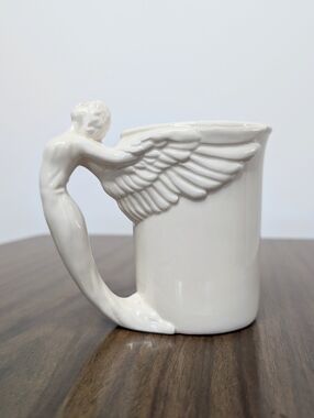 Vintage 1994 McConnell Flying Guardian Angel White Ceramic Mug Celestial